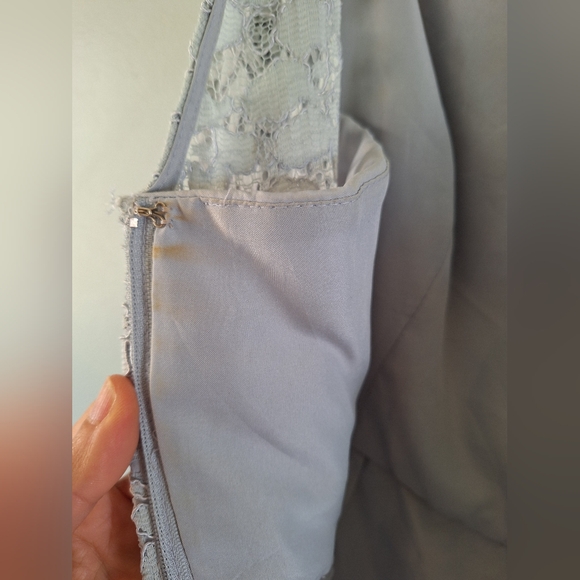 David's Bridal Short Sleeveless Illusion Lace Bridesmaid Dress Size 12 - Picture 12 of 14